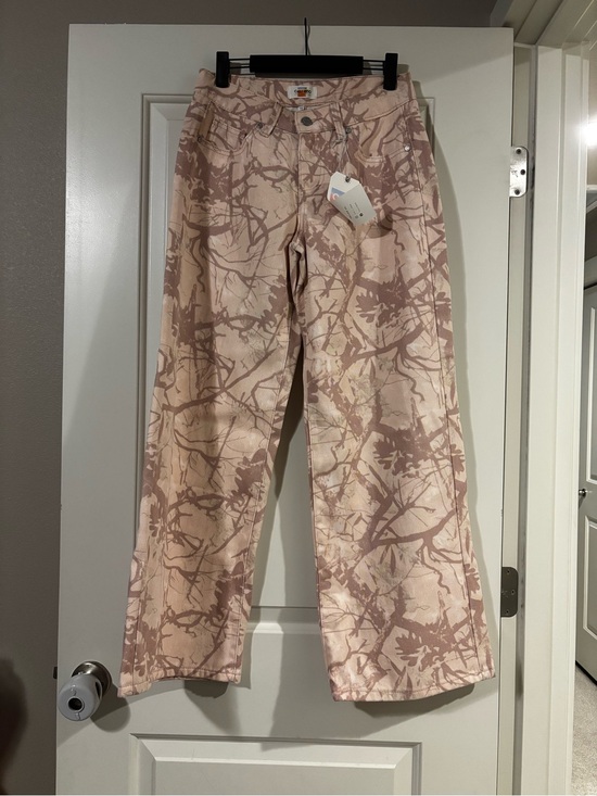 Cali1850 Denim - Cali 1850 Women's Pink Camouflage-Print Wide Leg Jeans